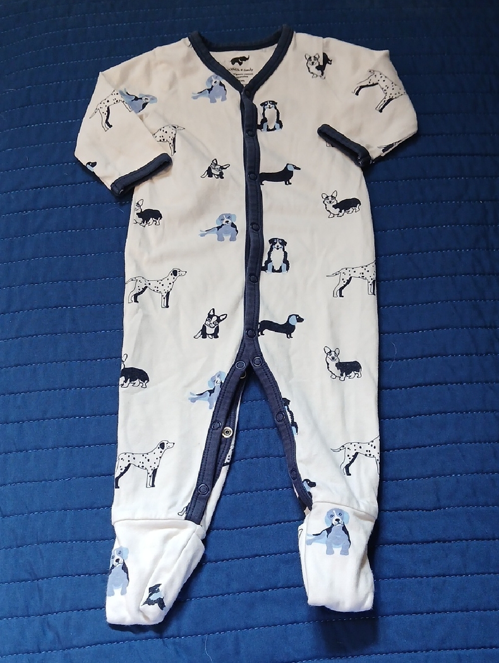 Monica + Andy Baby Dog Print Footed One-Piece - Foldover Feet